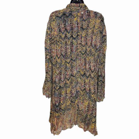 VTG 90s Y2K BOHO CARDIGAN SWEATER CHEVRON KNIT COTTAGE FAIRY BALL OF COTTON L - Picture 4 of 5